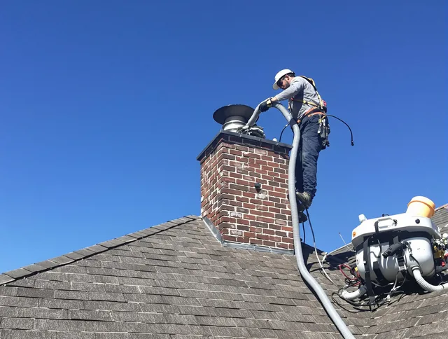 Dedicated St. Cloud Chimney Sweep team member cleaning a chimney in St. Cloud, FL