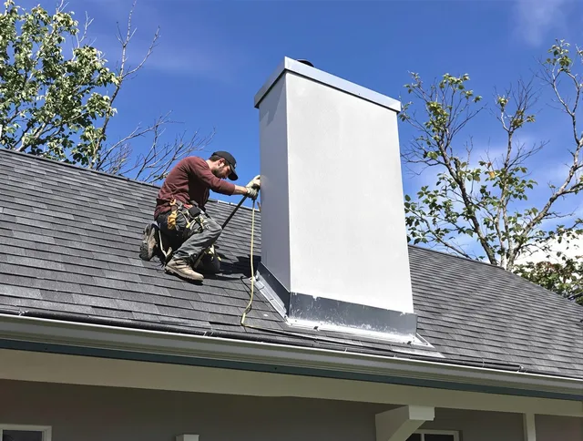 St. Cloud Chimney Sweep team member finishing chimney construction in St. Cloud, FL