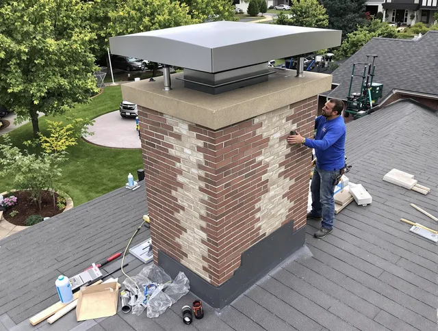 St. Cloud Chimney Sweep team working on a custom chimney remodel in St. Cloud, FL