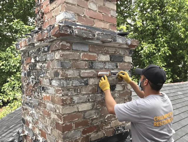 In-progress chimney restoration by St. Cloud Chimney Sweep in St. Cloud, FL