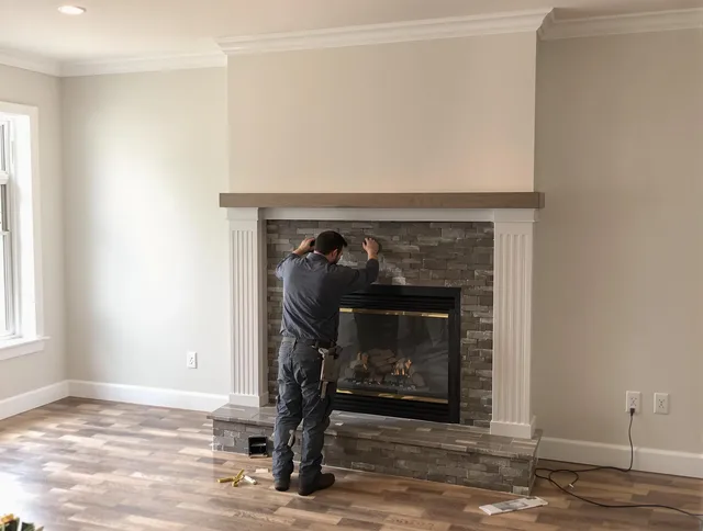 St. Cloud Chimney Sweep finishing a custom fireplace install in St. Cloud, FL